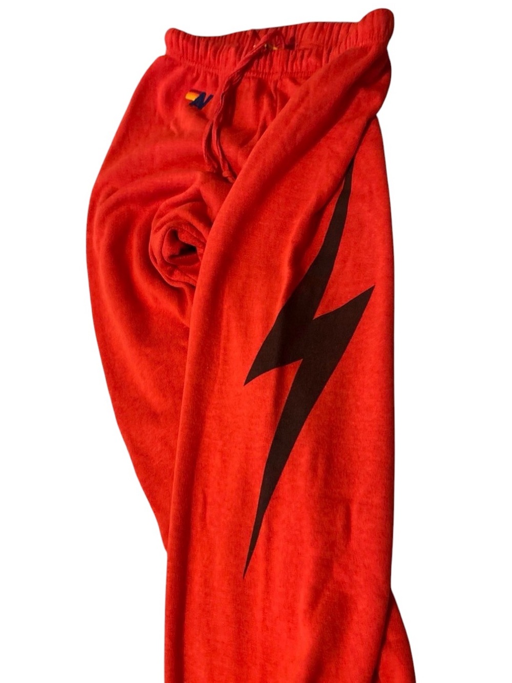 Aviator Nation Lightning Bolt Sweatpants Red & Black Joggers Size Large NEW - Picture 4 of 6